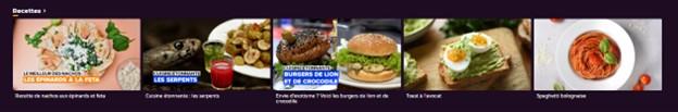 Aperçu de la rubrique Recettes