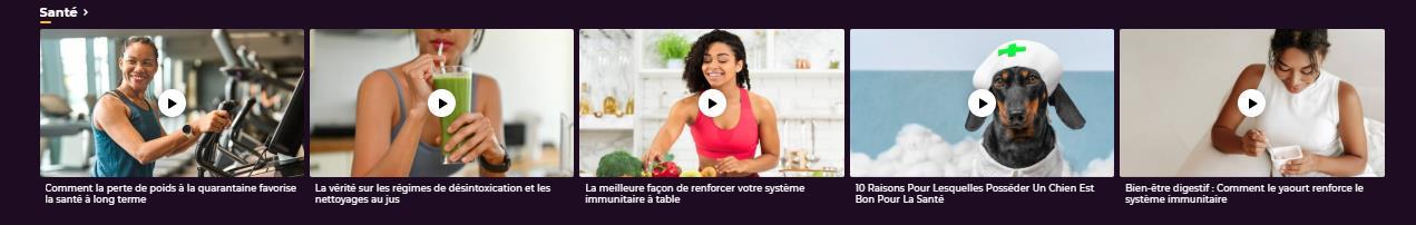 Aperçu de la rubrique « Santé »