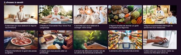 La rubrique « « 5 choses à savoir »