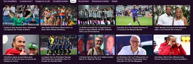 La rubrique dédiée aux actualités sportives