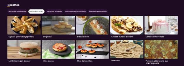 La section « Recettes »