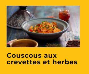 Image du plat de Couscous aux crevettes et herbes dans un tuto en ligne